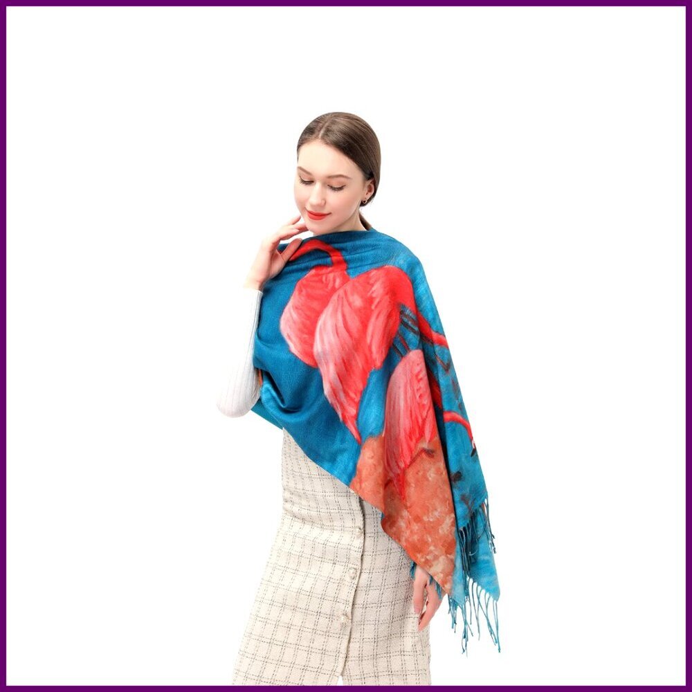 Large Cashmere Feel Scarf Shawl Wrap with Tassels, Warm Winter Accessory